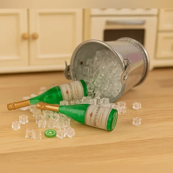 Dollhouse Miniature Kitchen & Dining Bundle Plates, Pancakes & Coffee, Champagne - Picture 10 of 11